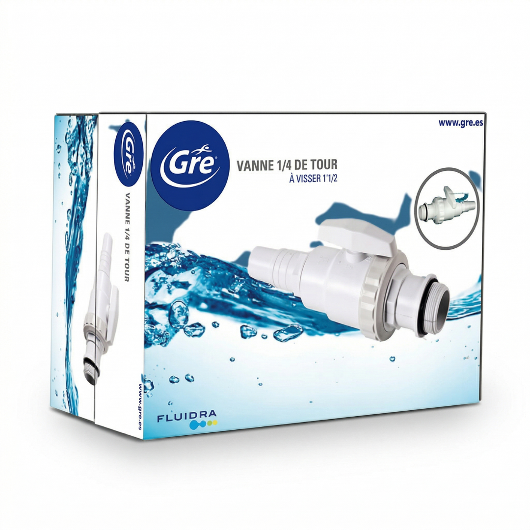 Vanne d'arrêt 1/4 de tour + embout — Ø32 et Ø38 mm