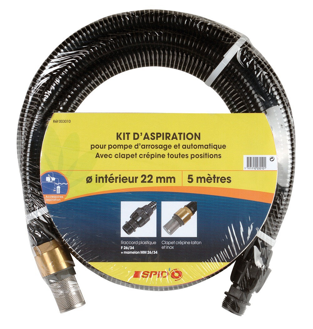 KIT D'ASPIRATION LAITON 5M Ø22mm