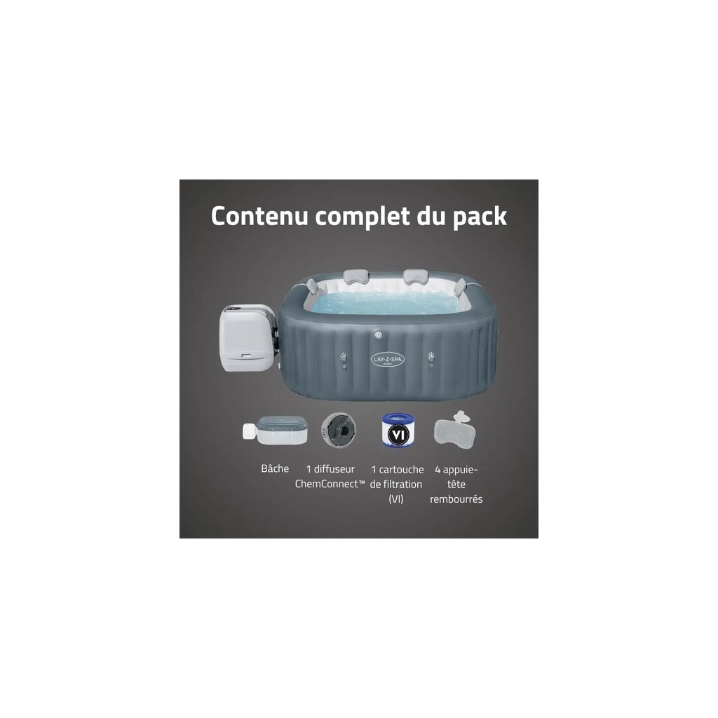 Spa gonflable carré Lay-Z-Spa Hawaii HydroJet Pro 4-6 personnes