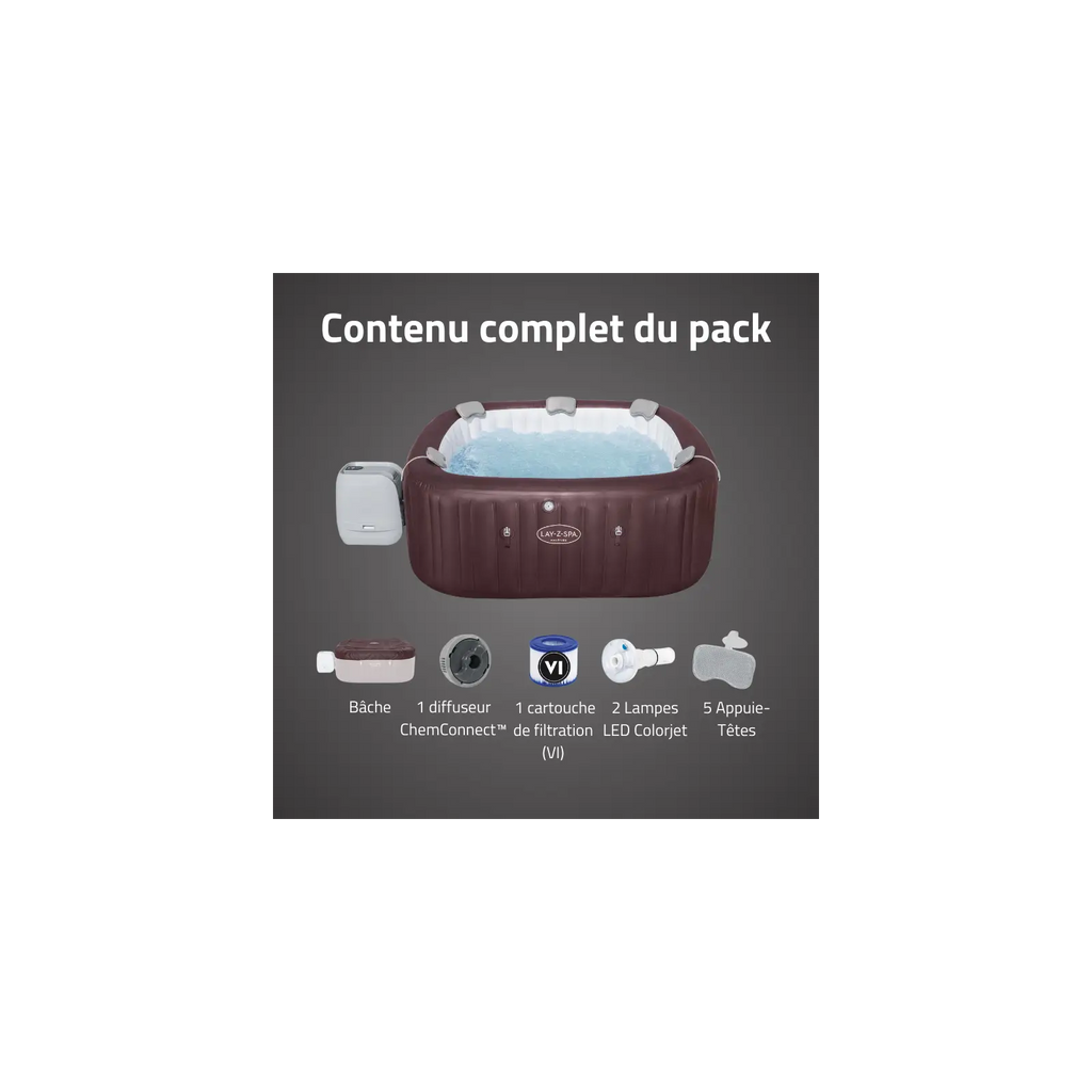 Spa gonflable carré Lay-Z-Spa Maldives HydroJet Pro 5-7 personnes