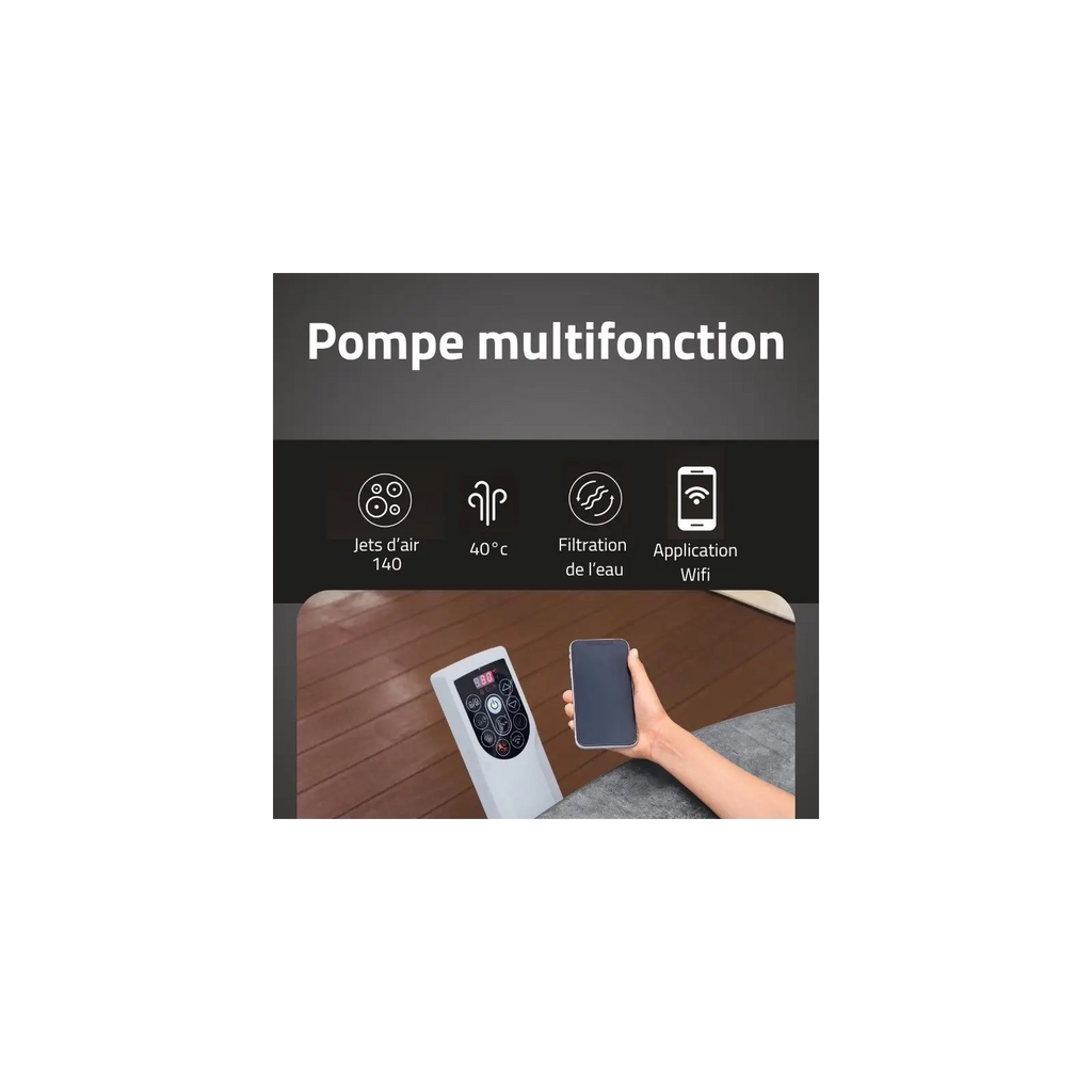 Spa semi rigide rond Lay-Z-Spa Carrara Smart AirJet Thermacore avec WiFi 4-6 personnes