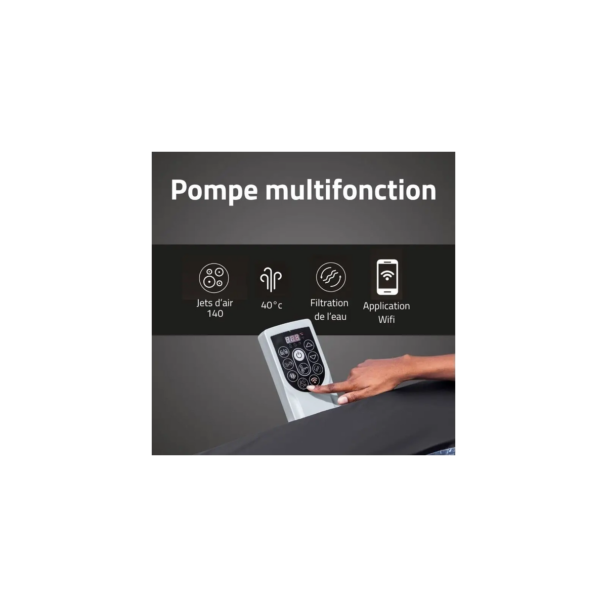 Spa semi rigide carré Lay-Z-Spa Stockholm Smart AirJet avec WiFi 4-6 personnes